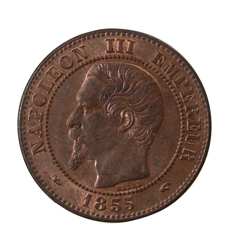 NAPOLEON III - 2 CENTIMES 1855 A PARIS variété chien