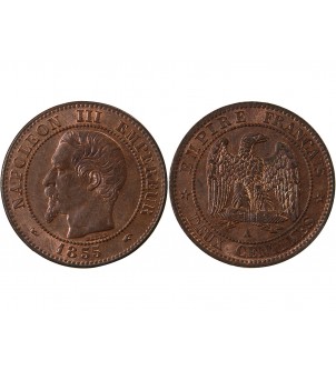 NAPOLEON III - 2 CENTIMES 1855 A PARIS variété chien 2