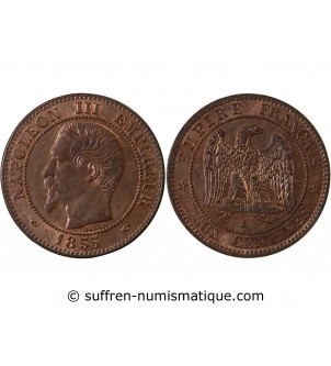 NAPOLEON III - 2 CENTIMES 1855 A PARIS variété chien
