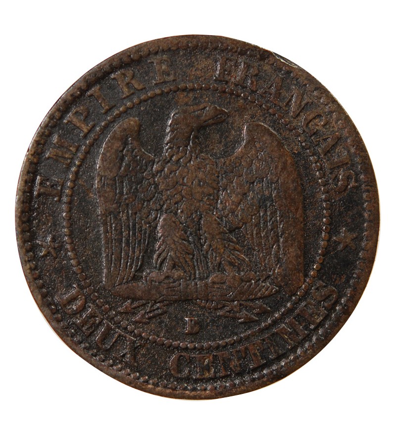 NAPOLEON III - 2 CENTIMES 1855 B ROUEN Variété Ancre