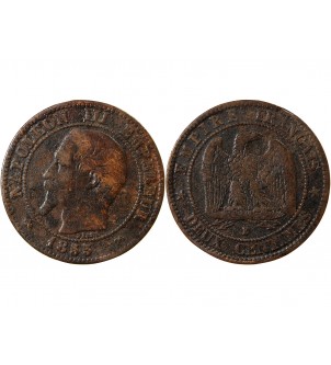 NAPOLEON III - 2 CENTIMES 1855 B ROUEN Variété Ancre 2