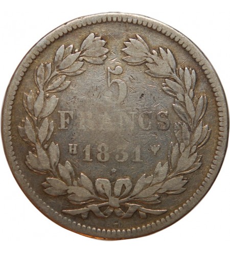 Louis-Philippe Ier 5 francs Argent 1831 H La Rochelle