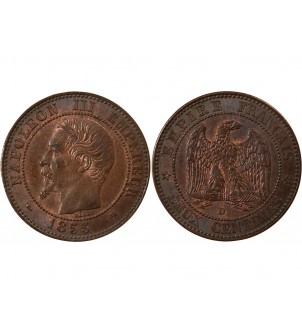 NAPOLEON III - 2 CENTIMES 1855 D LYON Variété Chien Petit D 2