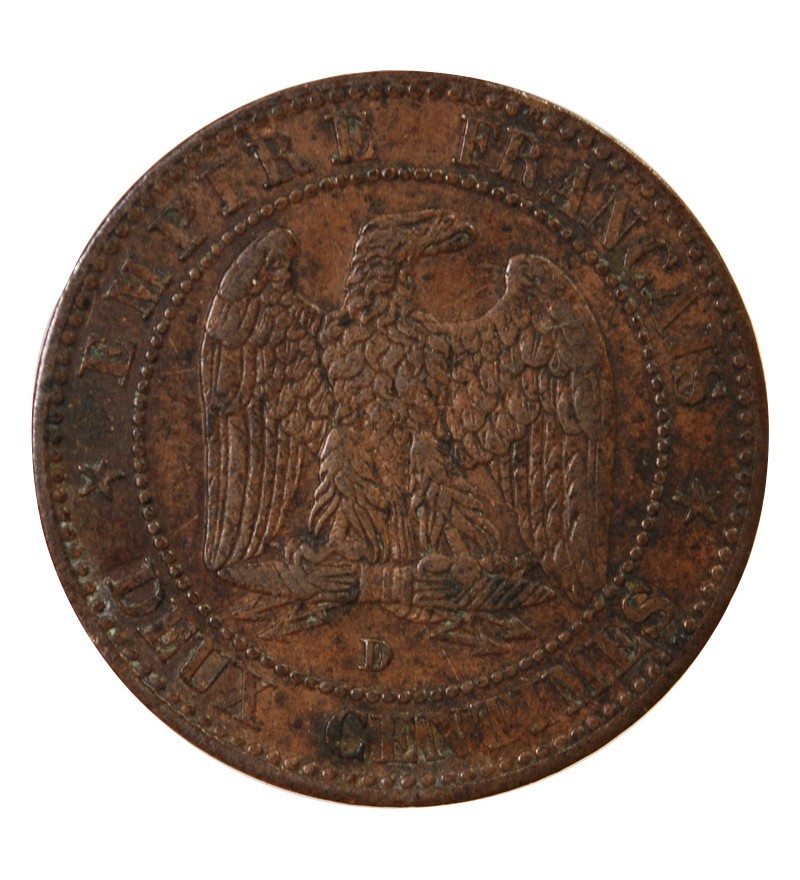 NAPOLEON III - 2 CENTIMES 1855 D LYON Variété Chien Petit D