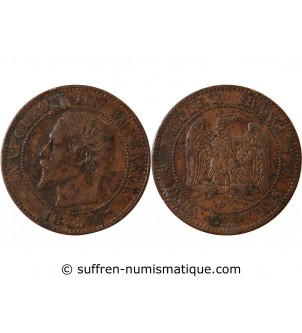 NAPOLEON III - 2 CENTIMES 1855 D LYON Variété Chien Petit D