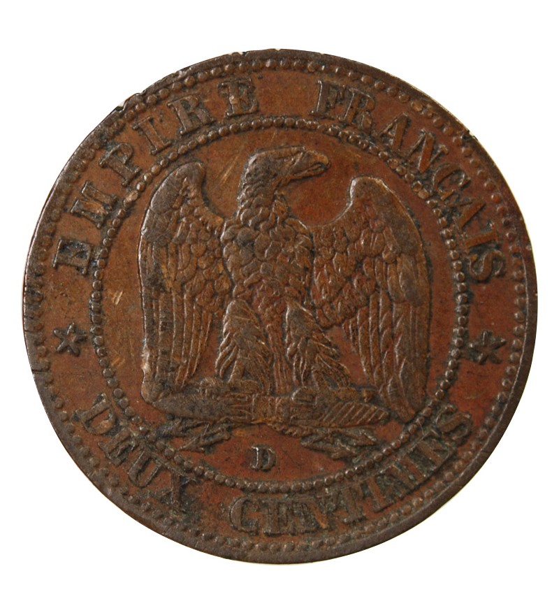 NAPOLEON III - 2 CENTIMES 1855 D LYON Variété Chien Petit D