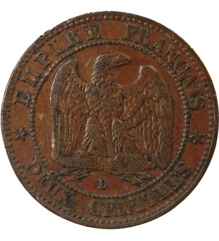 NAPOLEON III - 2 CENTIMES 1855 D LYON Variété Chien Petit D