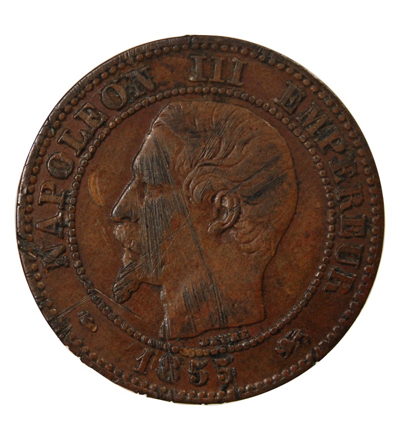 NAPOLEON III - 2 CENTIMES 1855 D LYON Variété Chien Petit D