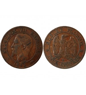 NAPOLEON III - 2 CENTIMES 1855 D LYON Variété Chien Petit D 2