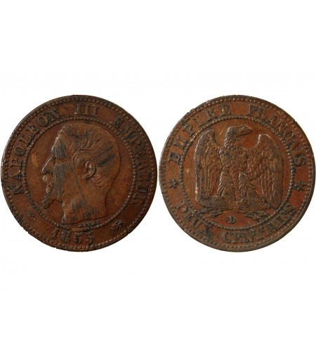 NAPOLEON III - 2 CENTIMES 1855 D LYON Variété Chien Petit D