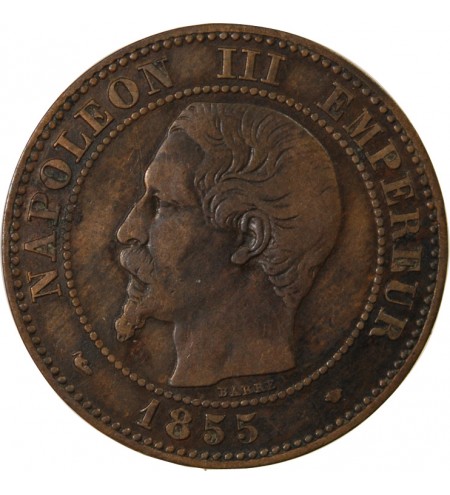 NAPOLEON III - 2 CENTIMES 1855 MA MARSEILLE Variété Chien