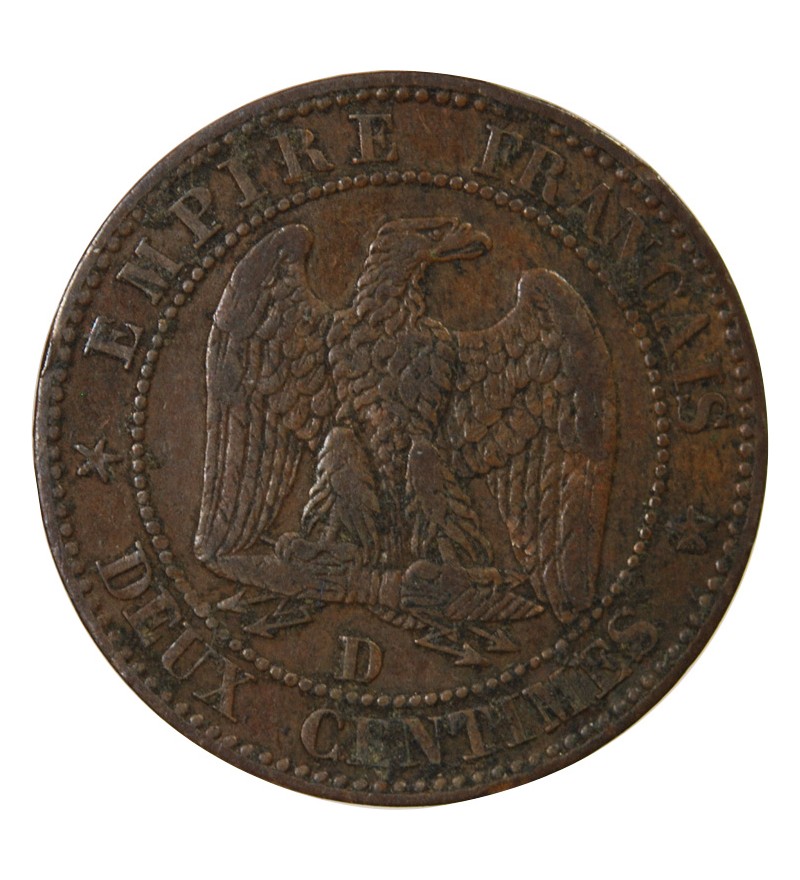 NAPOLEON III - 2 CENTIMES 1855 D LYON Variété Ancre Grand D