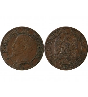 NAPOLEON III - 2 CENTIMES 1855 D LYON Variété Ancre Grand D 2