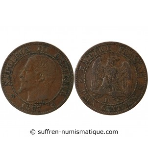 NAPOLEON III - 2 CENTIMES 1855 D LYON Variété Ancre Grand D