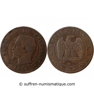 NAPOLEON III - 2 CENTIMES 1857 D LYON Variété Grand D Petit Lion