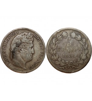 5 FRANCS LOUIS PHILIPPE 1831 BB STRASBOURG Tête Laurée Tranche en Relief 2