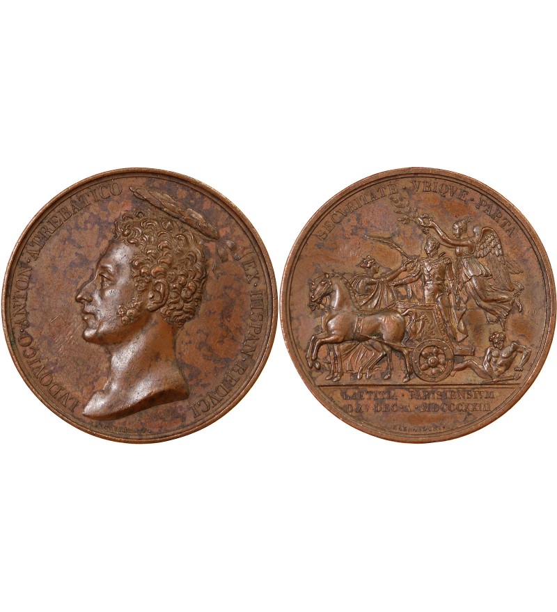 DUC D'ANGOULÊME, FÊTES POUR LA VICTOIRE DU TROCADERO – MÉDAILLE BRONZE 1823