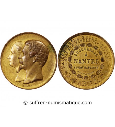 NAPOLÉON III ET EUGÉNIE - MÉDAILLE - INAUGURATION LA BELLE JARDINIERE À NANTES