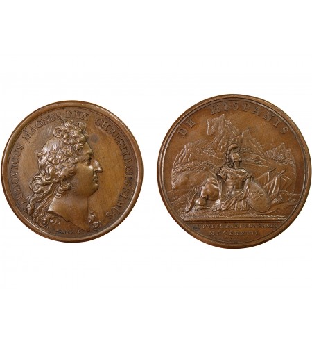 LOUIS XIV - MÉDAILLE MAUGER 1677 - Défaite des Espagnols en Catalogne