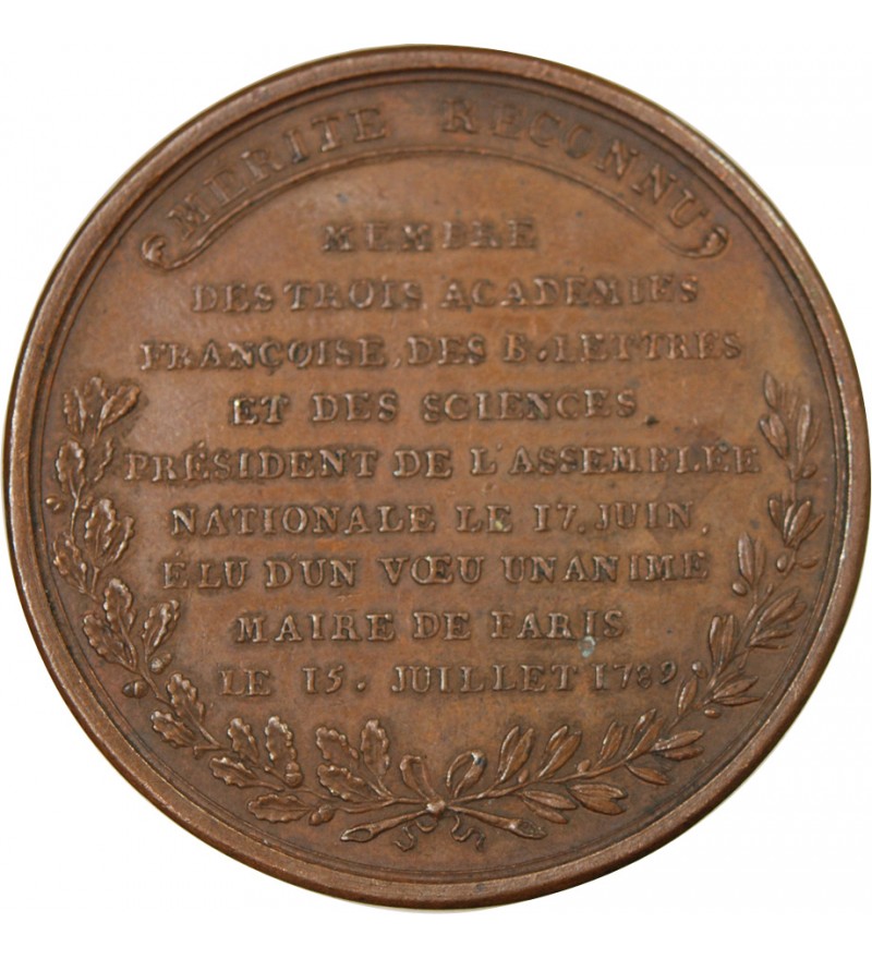 MAIRE DE PARIS, BAILLY - MEDAILLE BRONZE 1789 - DUVIVIER