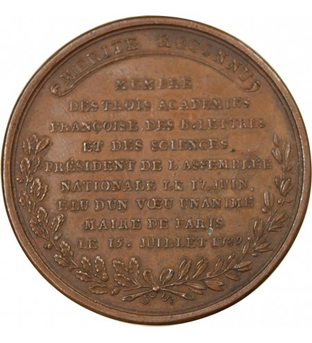 MAIRE DE PARIS, BAILLY - MEDAILLE BRONZE 1789 - DUVIVIER