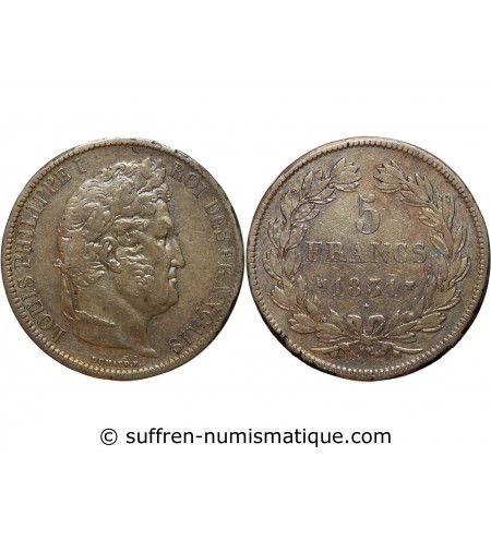 Louis-Philippe Ier 5 francs Argent 1831 MA Marseille