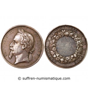 NAPOLÉON III, SOCIÉTÉ D'HORTICULTURE DE LA GIRONDE - MÉDAILLE ARGENT