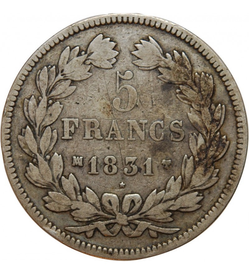 Louis-Philippe Ier Domard, Tr. en Relief 5 francs Argent 1831 MA Marseille