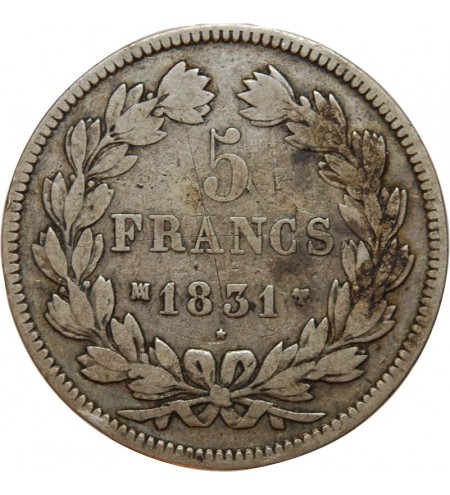 Louis-Philippe Ier Domard, Tr. en Relief 5 francs Argent 1831 MA Marseille