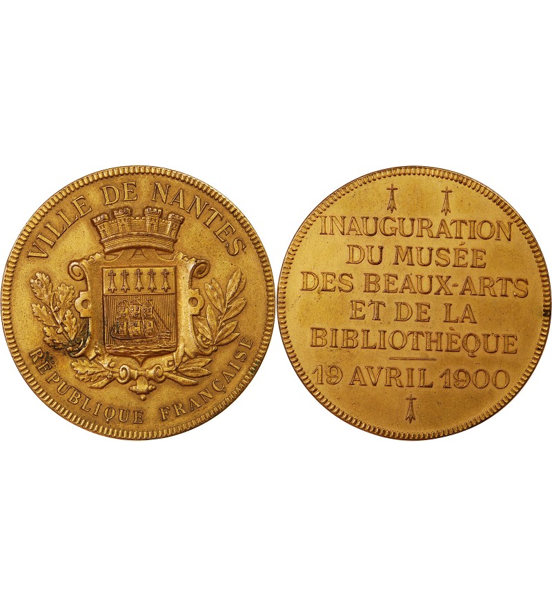 VILLE DE NANTES, INAUGURATION DU MUSÉE DES BEAUX-ARTS - MÉDAILLE 1900