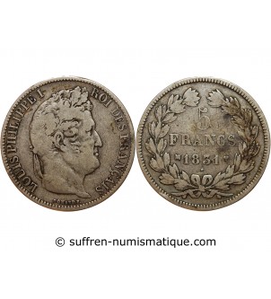 Louis-Philippe Ier Domard, Tr. en Relief 5 francs Argent 1831 MA Marseille