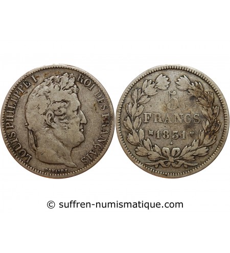 Louis-Philippe Ier Domard, Tr. en Relief 5 francs Argent 1831 MA Marseille