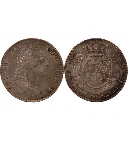 ETATS DE BRETAGNE, LOUIS XV – JETON ARGENT 1764 RENNES Daniel 115