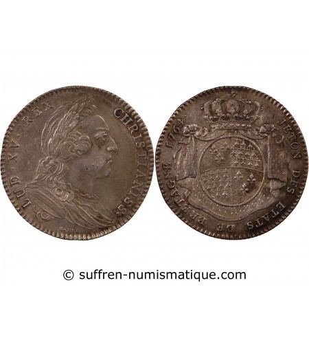 ETATS DE BRETAGNE, LOUIS XV – JETON ARGENT 1764 RENNES Daniel 115