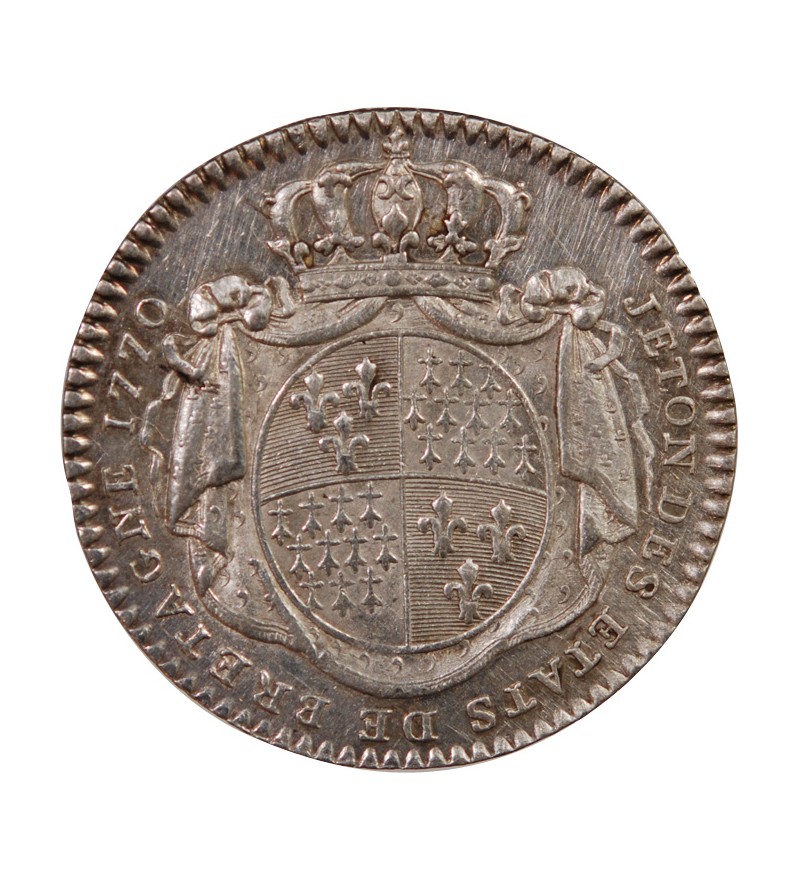ETATS DE BRETAGNE, LOUIS XV – JETON ARGENT 1770 RENNES Daniel 120