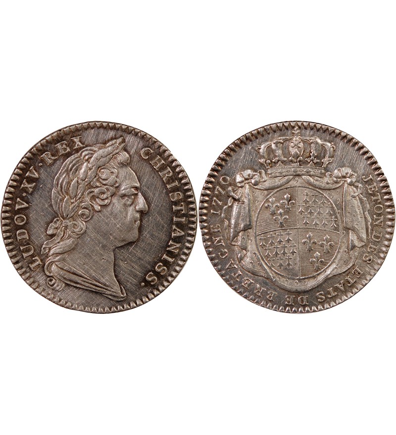 ETATS DE BRETAGNE, LOUIS XV – JETON ARGENT 1770 RENNES Daniel 120