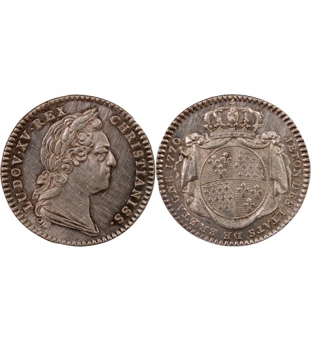 ETATS DE BRETAGNE, LOUIS XV – JETON ARGENT 1770 RENNES Daniel 120
