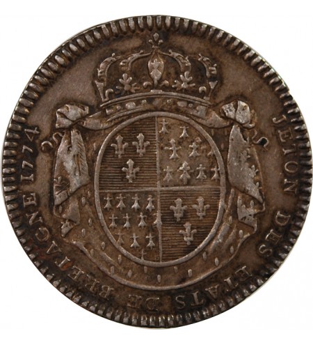 ETATS DE BRETAGNE, LOUIS XV – JETON ARGENT 1774 RENNES Daniel 123