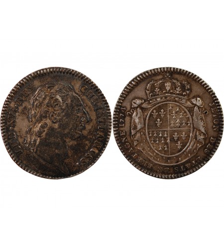 ETATS DE BRETAGNE, LOUIS XV – JETON ARGENT 1774 RENNES Daniel 123