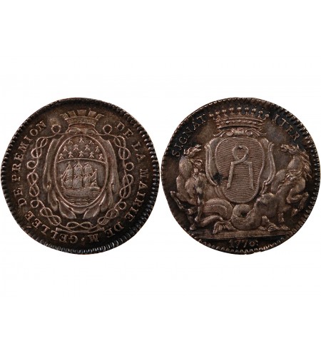 MAIRE DE NANTES, JEAN-BAPTISTE GELLÉE DE PREMION – JETON ARGENT 1776