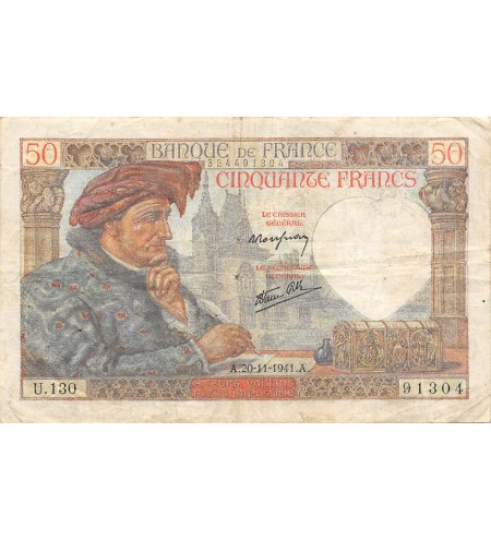 FRANCE, JACQUES COEUR - 50 FRANCS 1940 à 1942 - SÉRIES VARIÉES - TB