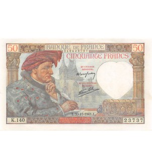 FRANCE, JACQUES COEUR - 50 FRANCS 20/11/1941 - SÉRIE K.140 2