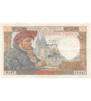 FRANCE, JACQUES COEUR - 50 FRANCS 15/05/1942 - SÉRIE P.167