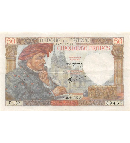 FRANCE, JACQUES COEUR - 50 FRANCS 15/05/1942 - SÉRIE P.167