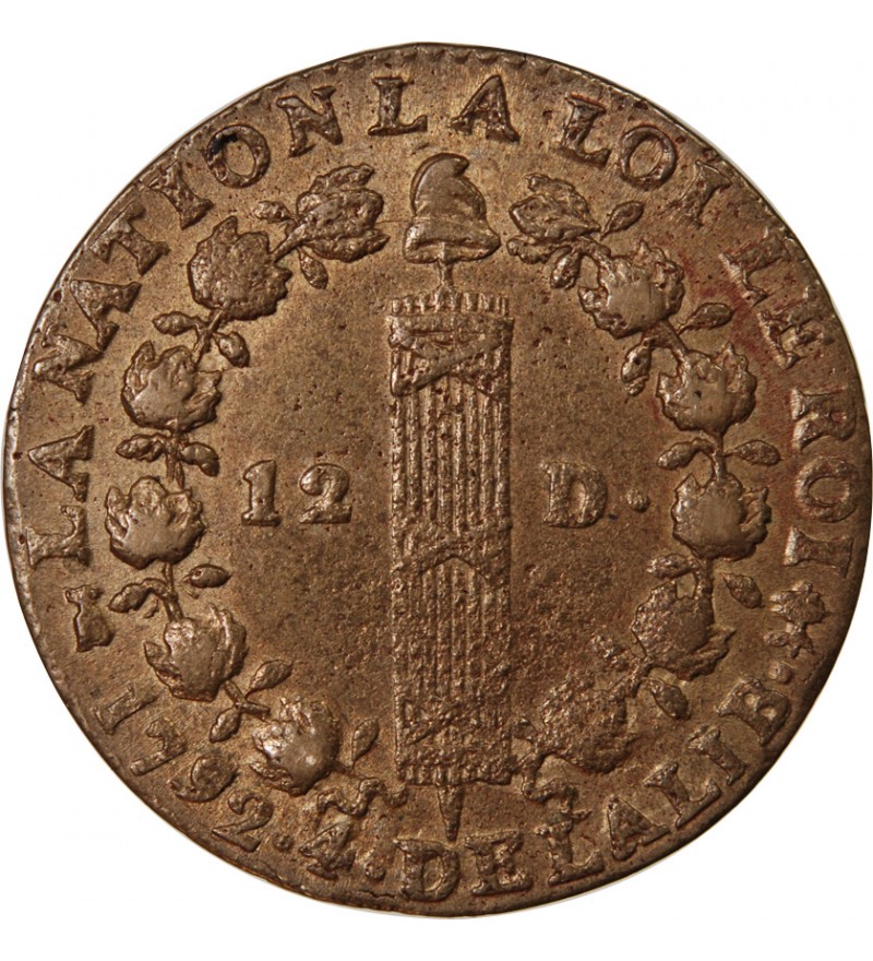 REVOLUTION FRANCAISE, CONSTITUTION - 12 DENIERS 1792 T NANTES