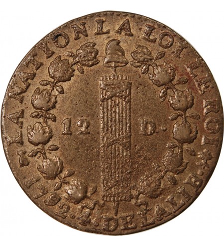 REVOLUTION FRANCAISE, CONSTITUTION - 12 DENIERS 1792 T NANTES
