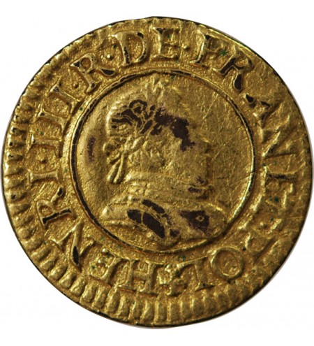 HENRI III - DENIER TOURNOIS DORÉ 1584 A PARIS - TREIZAIN DE MARIAGE