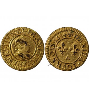 HENRI III - DENIER TOURNOIS DORÉ 1584 A PARIS - TREIZAIN DE MARIAGE 2