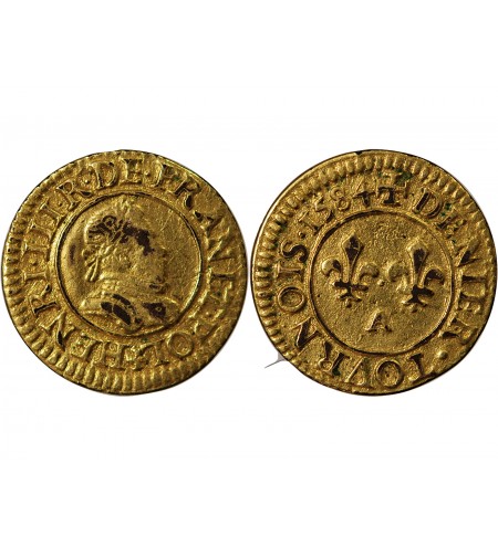 HENRI III - DENIER TOURNOIS DORÉ 1584 A PARIS - TREIZAIN DE MARIAGE