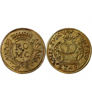 TREIZAIN DE MARIAGE GRAVÉ 1749 - DEUX COEURS SUR UN AUTEL 2